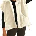 OPCAKM Women's Fuzzy Fleece Vest Oversized Sleeveless Sherpa Jacket Warm Button Down Gilet Outerwear with Pockets (Medium, Apricot)