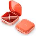 ONTERATE Small Pill Case, Travel Pill Organizer, Small Pill Box, Pill Container for Purse 4 Compartments, Daily Compact Travel Medicine Holder for Vitamins Medication (Pink)