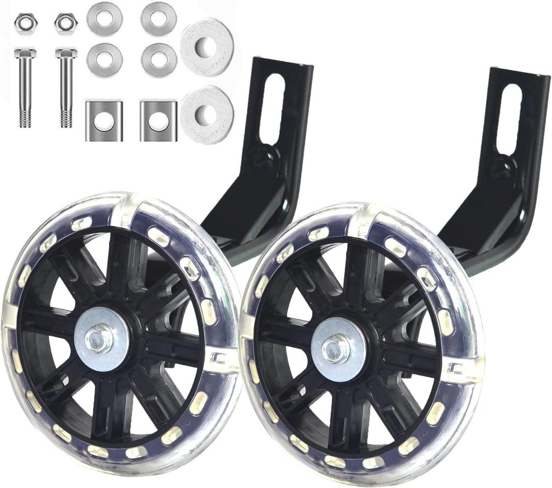 Flash Training Wheels for12 14 16 18 20 Inch Kids Bike.Heavy Duty Bicycle Training Wheels Suitable for Single Speed Bike (12in)