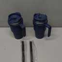 ALOUFEA 20 oz Insulated Coffee Mug Tumbler with Handle, Stainless Steel Travel Mug Tumbler with Lid and Straw,Double Wall Vacuum Leak Proof Ice Coffee Thermal Cup, Navy