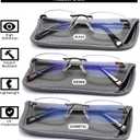 3 Pack Reading Glasses for Men Blue Light Blocking, Lightweight Rimless Metal Mens Eyeglasses Readers, Anti Eyestrain/Dryness/Computer Glare/UV 400, Spring Hinge Eyeglasses(200 Strength)