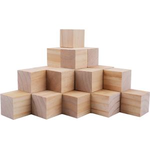 Tosnail 30 Pack 2 Inches Unfinished Wooden Cubes Wooden Blocks - Great for Crafts Making