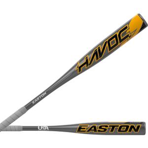 Easton | Havoc Baseball Bat | USA | -10 Drop | 2 1/4" Barrel | 1 Pc. Aluminum (30 INCH, Grey/Yellow)