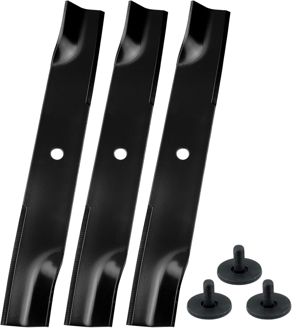 3 Pack 603995 Mower Blades with Hardware Replaces 795526 783753 787721 30227-52X Mulching Blades for Hustler Raptor 52 inch Blades Hustler 52 inch Mower Blades 52 Hustler Raptor Blades