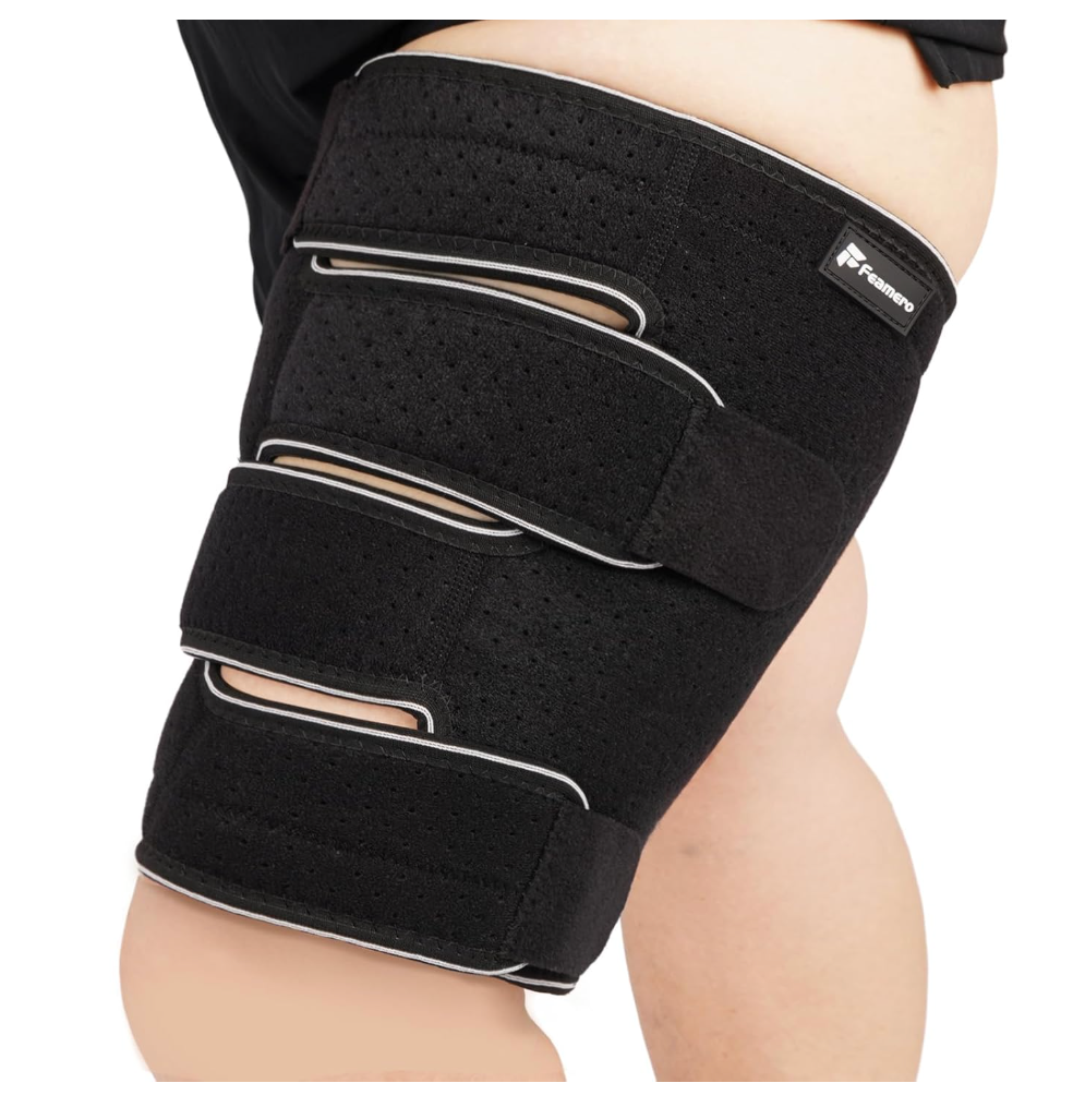 Feamero Plus Size Thigh Compression Wrap for Lymphedema & Swelling Relief, Adjustable Thigh Sleeve for Circulation & Muscle Recovery, Support for Men and Women (Tall, 2XL)