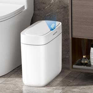 Joybos Automatic Motion Sensor Bathroom Trash Can with Lid, 3.5 Gallon Touchless Garbage Can,Waterproof Smart Trash Can Small Waste Basket for Kitchen Bedroom Office Bathroom Living Room RV