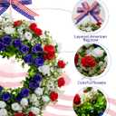 Taybonds 4th of July Patriotic Wreath for Front Door – 21” Handcrafted Red, White & Blue Flower Wreath Decoration for Independence Day, Memorial Day, Veterans Day, and Home Outdoor Front Porch Decor
