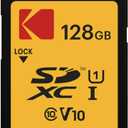 Kodak SDXC Card 128GB UHS-I U1 V10 Premium, up to 85MB/s Read Speed, for Full HD Video and High-Resolution Pictures, Compatible with SDXC Standard - EKMSD128GXC10K