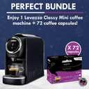 Lavazza Classy Mini Espresso Coffee Machine 72 Count Intenso Capsules Compact Single-Serve Brewer Compatible BLUE & Expert Pods