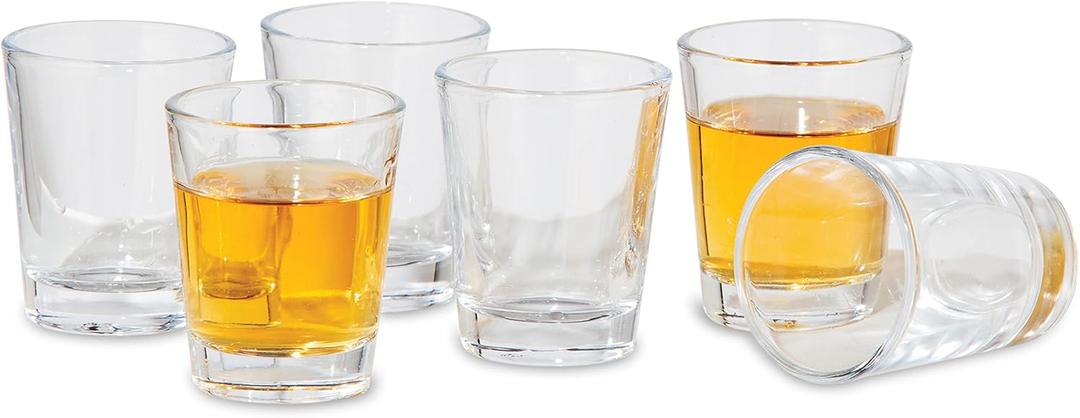 Oggi Shot Glasses w/Heavy Base, Set 6 - Real Glass Shot Glass Set, Cool & Classic Design, Ideal Groomsmen Gifts, Tequila Shot Glasses, Bachelor Party Favors for Men - 1.5oz / 44ml (Clear)