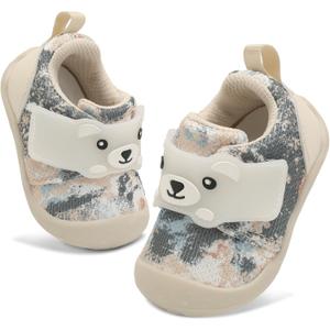 FEETCITY Baby Walking Shoes Wide Baby Shoes Boys Girls Infant Sneakers Crib Shoes Breathable Toddler Barefoot Shoes Slip On Shoes (Beige Camo)