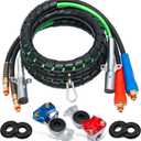 12ft 3 in 1 ABS & Power Air Line Hose with Glad Hands & 4 Glad Hand Seals for Tractor Trailer Semi Truck