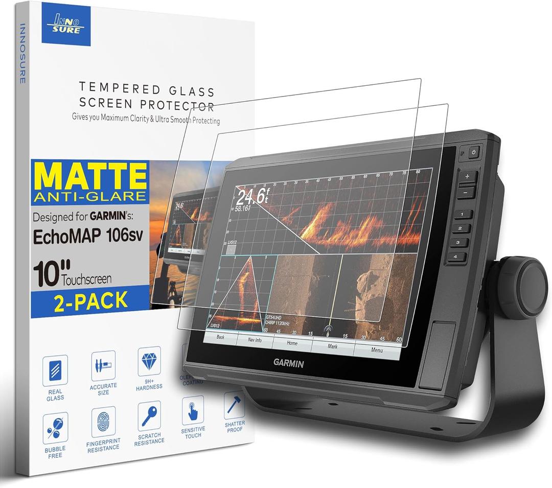 [2-PACK] for Garmin EchoMAP Ultra 102SV/106SV, Ultra 2 102SV Tempered Glass Screen Protector 10 Inch Fishfinder Touchscreen Accessories Anti Glare (Matte)