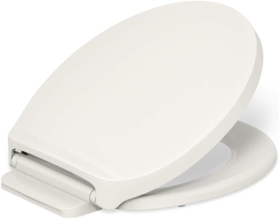 Kohler K-28005-96 Drift ReadyLatch Quiet Close Round Toilet Seat, Biscuit