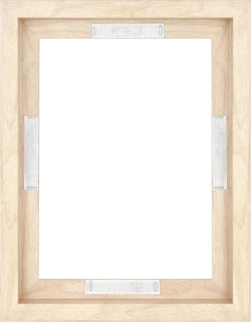 MCS Canvas Float Frames 9x12 Frame, Natural Wood Grain for Finished Canvases, Vertical & Horizontal Wall Hanging Large with Adhesive for Canvas Paintings (1-Pack)