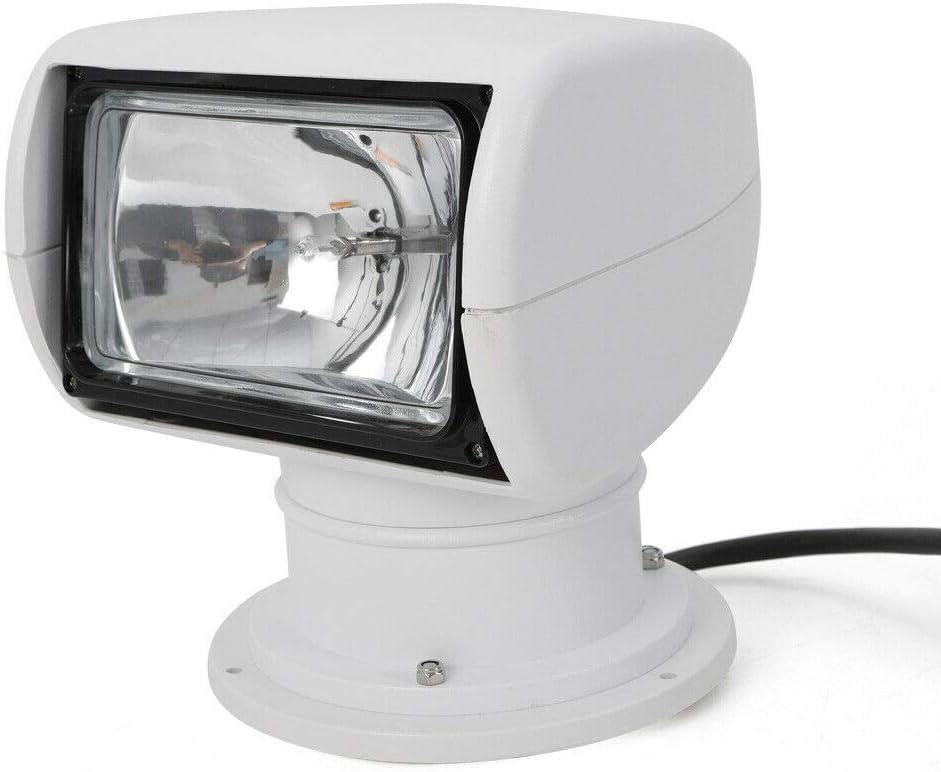 YIYIBYUS Spotlight Marine Spot Light Boat Searchlight Remote Control 12V 100W White Waterproof Spotlight 360 Degree Rotate Omnibearing Lighting for Boat Truck Car Marine (White)
