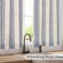 DriftAway Kitchen Tier Curtains - Striped Linen Short Pinstripe Cafe Curtains 45 Inch Length for Living Room Bathroom Chris Farmhouse Rustic - Rod Pocket 2 Panels Ivory Dark Blue