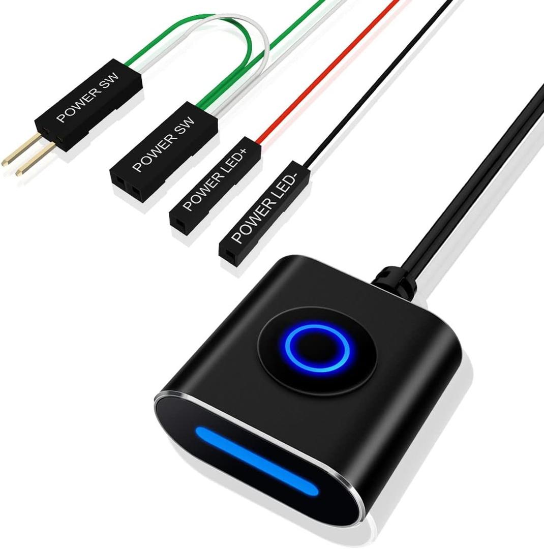 PC Power Button Switch External Desktop Computer Power Button, Power Supply Control Adapter Cable 2.5M, ATX Desktop Computer Motherboard Power SW Cables with Magnet