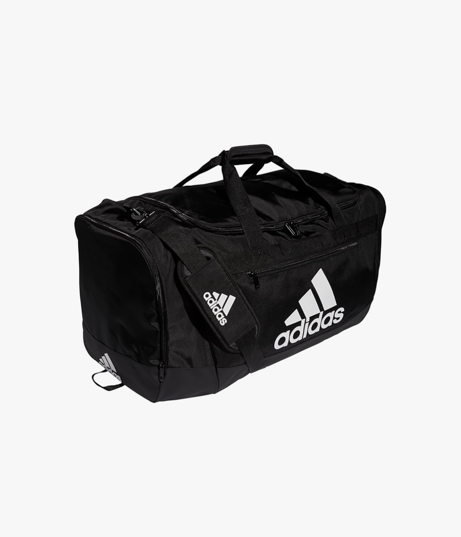 adidas Unisex Defender 4.0 Gym Duffel Bag for Men and Women, Black/White, Large (110L)