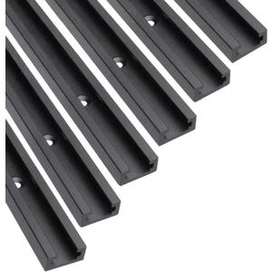Aluminum 48" T-Track for Woodworking Double Cut Profile Universal with Predrilled Mounting Holes -Woodworking and Clamps-Fine Sandblast Black Anodized 6PK