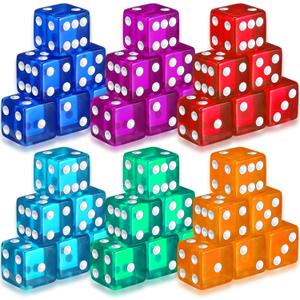 Seenelling 36 Piece 19 mm Casino Style Craps Dice Sets Acrylic and Translucent D6 Dice, Square W/Rounded Edge for Casino, Craps, Table Games and Board Games (Classic Color)