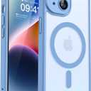 CANSHN Magnetic for iPhone 14 Plus Case, Upgraded [Full Camera Protection] [Compatible with Magsafe] [Translucent Matte] Shockproof Protective Phone Case for iPhone 14 Plus 6.7" - Light Blue