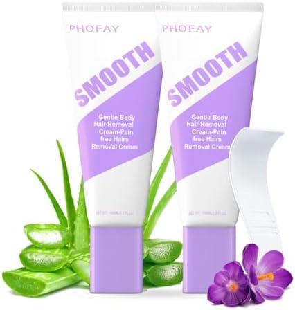 PHOFAY Hair Removal Cream for Sensitive Skin Women and Men –Fast-Acting,Dermatologist-Recommended with Aloe & Hyaluronic Acid for Arms,Legs,Chest,Pubic Area,Stomach,Bikini Line(7.06 Ounce (1 Pack))
