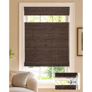 LazBlinds No Drill Cordless Bamboo Roman Shades, 30" W x 64" H, Espresso