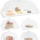 Simply Genius Mesh Food Covers for Outdoors - 2 Jumbo (39x24 in) & 4 Large (17x17 in), White Collapsible 6-Pack - Pop-Up Reusable Food Nets & Tents for Outdoor Serving & Picnics with Bug Protection