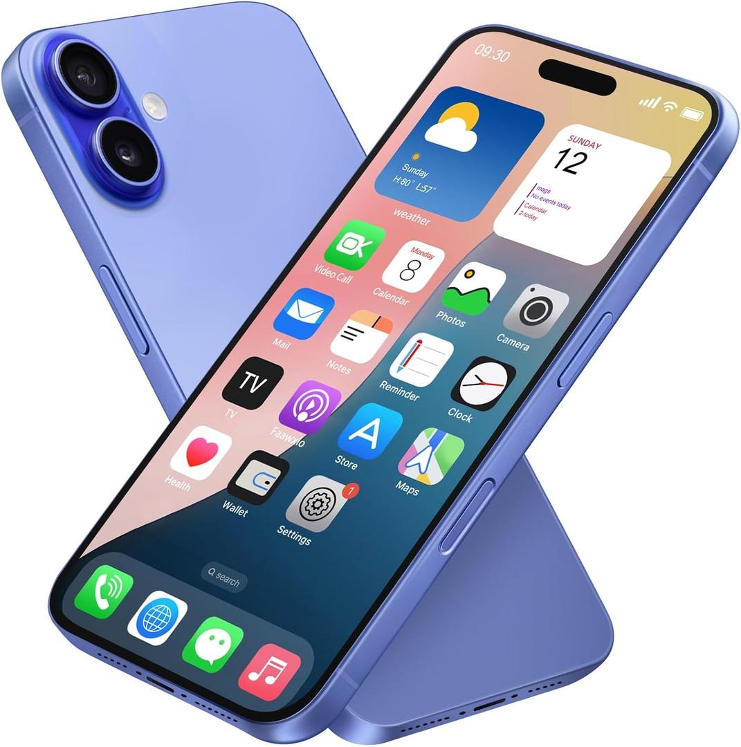 Dummy Fake Phone Model, Looks Like The Real Phone Compatible with Phone 16 Pro Max, for Cellphone Store Display or Send a Toy Phone for Kids (16,Ultramarine,The Screen is Printed with Patterns)