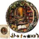 KAAYEE Wooden Puzzles for Adults, 3D Visual Effect Tree House Library Wooden Jigsaw Puzzle Unique Shape Wood Puzzle Adult, 3D Effect Flat Puzzle Birthday Family Games (M-11.4 * 11.4 in-200pcs)