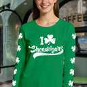 St Patricks Day Shirt Women Shamrock Shirts Lucky Irish Clover Tshirts Saint Patricks Day Long Sleeves (Green, M)