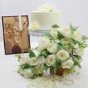 12 Bundles Peonies Artificial Flowers Artificial Peonies Silk Flowers Fake Peonies Artificial Flowers Wedding Home Table Decoration Realistic Peonies Bouquet for Centerpiece Table (White)
