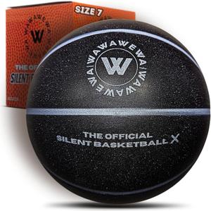 WAWAWEWA The Official Silent Basketball X (Size 7) – Uncompressed Indoor Basketball for Quiet Dribbling – Grooved Airless Indoor Training PU Foam Basket Ball – Ready to Play for All Ages (29.5")