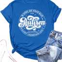 Autism Awareness Shirt for Women: in April We Wear Blue Shirts Mental Health Tee Inspirational Short Sleeve Tee Tops (Blue, S)