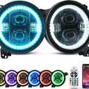 SUPAREE 9" LED Headlights Multicolor DRL fit Jeep Wrangler JL Gladiator JT | 2018-2026 Angel Eyes Ring DOT Hi/Lo Beam Remote Phone APP Control