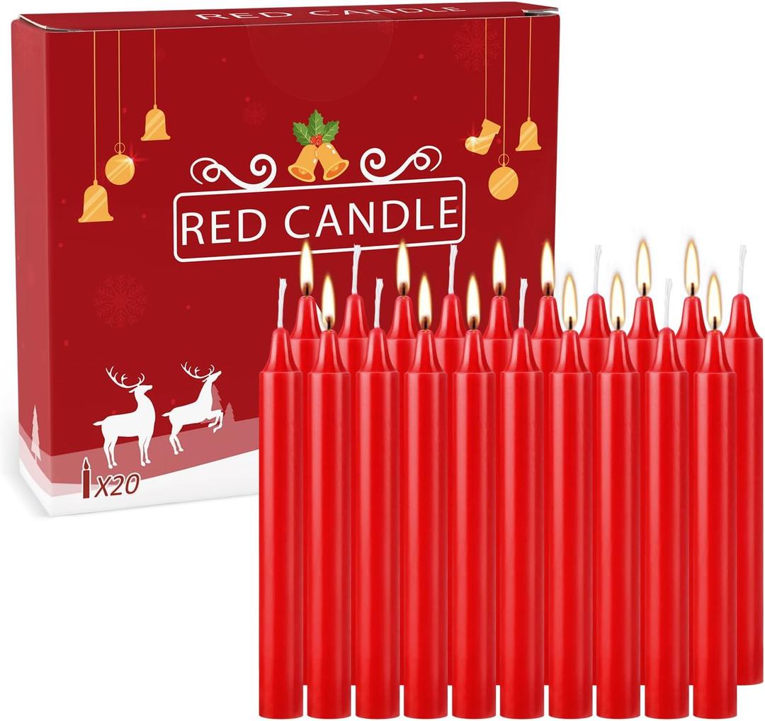20PCS 4-inch Red Taper Candles for Decorative Use - Perfect for Christmas Events and Celebrations