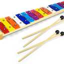 CeleMoon 15 Tone Natural Wooden Xylophone for Kids Toddler with Multi-Colored Metal Bars, Music Instrument for Preschool Educational Learning, Christmas Gifts Toys for Children Boys Girls