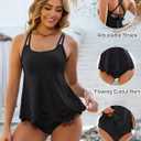 Blooming Jelly Tummy Control Tankini Swimsuits for Women Two Piece Bathing Suit Modest Cut Out Beach Swim Suit 2026 (Black, L)