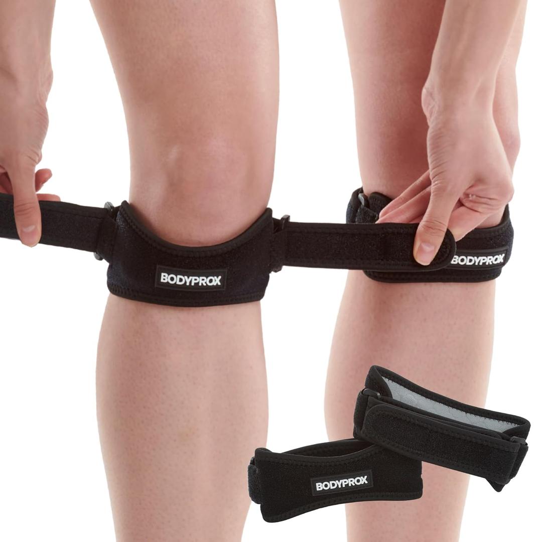 Bodyprox Patella Tendon Knee Strap 2 Pack, Knee Pain Relief Support Brace Hiking, Soccer, Basketball, Running, Jumpers Knee, Tennis, Tendonitis, Volleyball & Squats