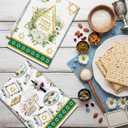 Passover Kitchen Towels Set of 4, Jewish Passover Decorations, Pesach Star of David Kitchen Dish Towels, Jewish Seder Hand Towel Decor for Festival Holiday Party Home Decoration Gifts