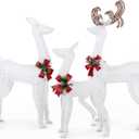 5Ft 3-Piece LED Lighted Christmas Deer Family Outdoor Yard Decorations,3D Super Large Christmas Reindeer Decor,Outdoor Lighted Holiday Deer with 360 LED Displays for Patio,Lawn&Garden,White