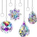 HDCRYSTALGIFTS 4pcs Crystal Suncatchers for Window Hanging Sun Catchers Indoor Rainbow Maker Crystals for Home Garden Decor Lamp Chandelier Lamp Prisms