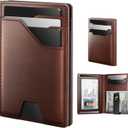 typecase Leather Wallet for Men Card Holder: Premium Genuine Leather, RFID Blocking, Slim, Minimalist, Front Pocket - 15 Cards Capacity | ID Window | Money Clip (Brown)