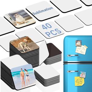 80PCS Sublimation Magnet Blanks 3x3 Bulk Square Produnts 40 Pcs Sublimation Blanks and 40Pcs Soft Magnetic for Kitchen Personalized Sublimation Refrigerator Fridge Magnets Blank Set for DIY Craft (Square)