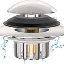Universal 3 in 1 Bathtub Drain Stopper Bathtub, Pop-up Tub Stopper with Effective Filter Basket, Anti-Clogging Bathtub Drain Plug Bath Tub Stoppers for 1.45-1.8" Drain Shoe, Brushed Nickel