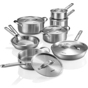 Titanium Cookware set | Hammered Titanium pans for cooking with Lids | 14 Pcs | Non-Toxic Skillet |PFAS/PFOA/PTFE Free | Dishwasher&Oven Safe | Kitchen Induction Compatible au gratin pan