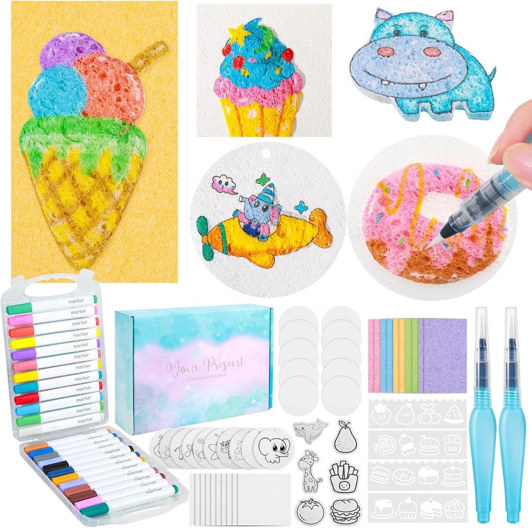 78 Pcs Magic 3D Foam Texture Painting Kit, Magic Puffy Paint Kit, Including 46 Pcs Foam Texture Paper, 24 Colors Acrylic Marker Pen, 4 Drawing Templates, 2 Water Brushes, Art Painting Kits (multicolor)