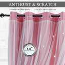 Dreamy Star Cutout Blackout Curtains with White Sheer,Double Layer Curtains for Girls Bedroom, Hollow Out Drapes for Nursery (2 Panel,52Wx72L,Pink)