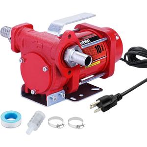 TOPWAY 110V AC Gasoline Fuel Pump 10GPM Self-priming Oil Transfer Pump With Handle, Overheat Protection, Explosion-Proof, Built-in Bypass, for Gasoline Fuel Diesel Kerosene Removal,Red